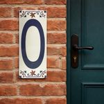 Muro Cerámico Decorativo Número 0 Color Azul de 7 x 18 cm