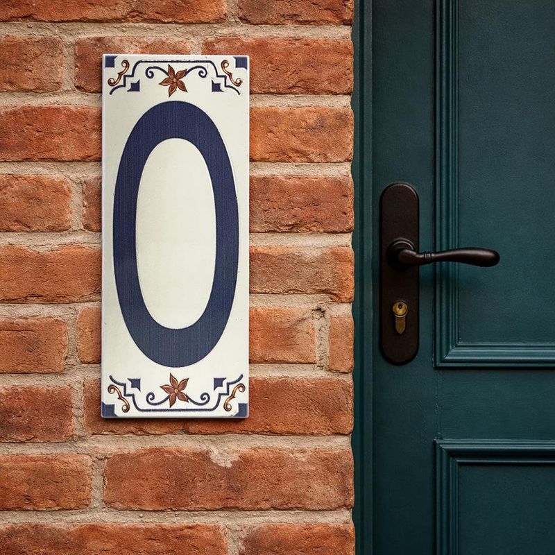 Muro Cerámico Decorativo Número 0 Color Azul de 7 x 18 cm