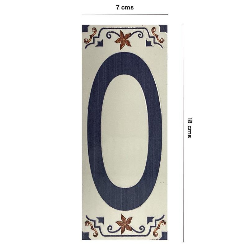 Muro Cerámico Decorativo Número 0 Color Azul de 7 x 18 cm