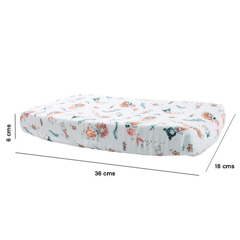 Funda para Cambiador de Muselina Bebe au Lait Suave Diseño Sirenas