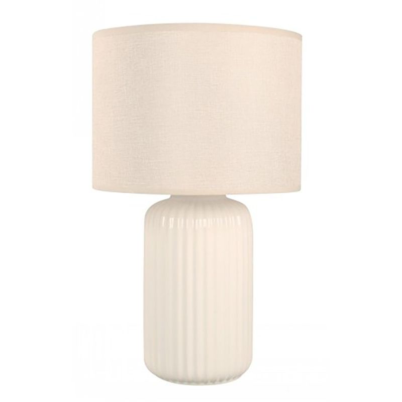 Lámpara de Mesa de Cerámica con Pantalla de Tela Color Blanca
