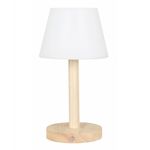 Lámpara de Mesa de Madera Natural con Pantalla Blanca