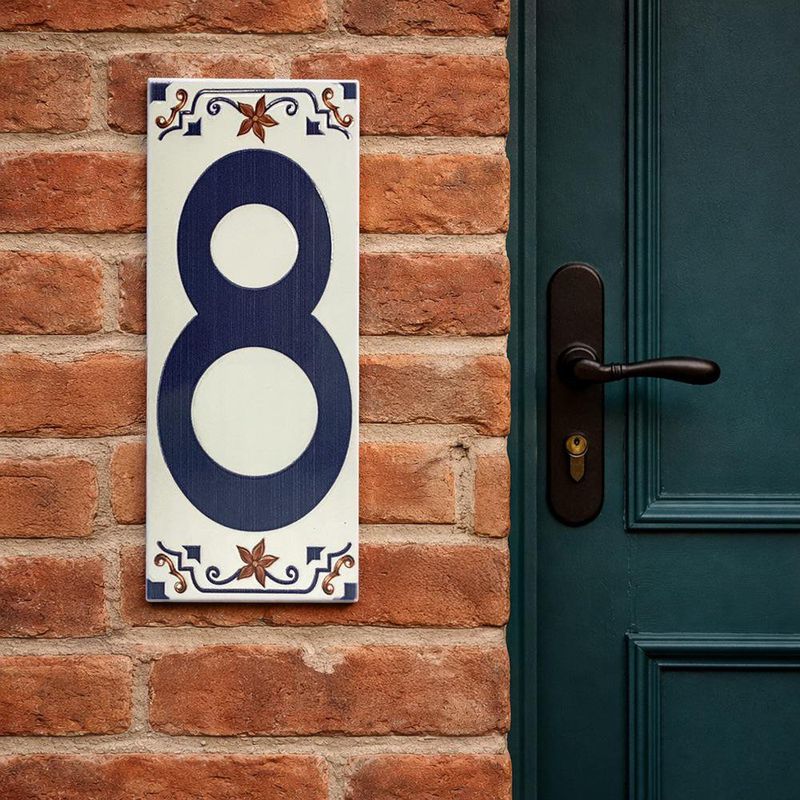Muro Cerámico Decorativo Número 8 Color Azul de 7 x 18 cm