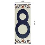 Muro Cerámico Decorativo Número 8 Color Azul de 7 x 18 cm