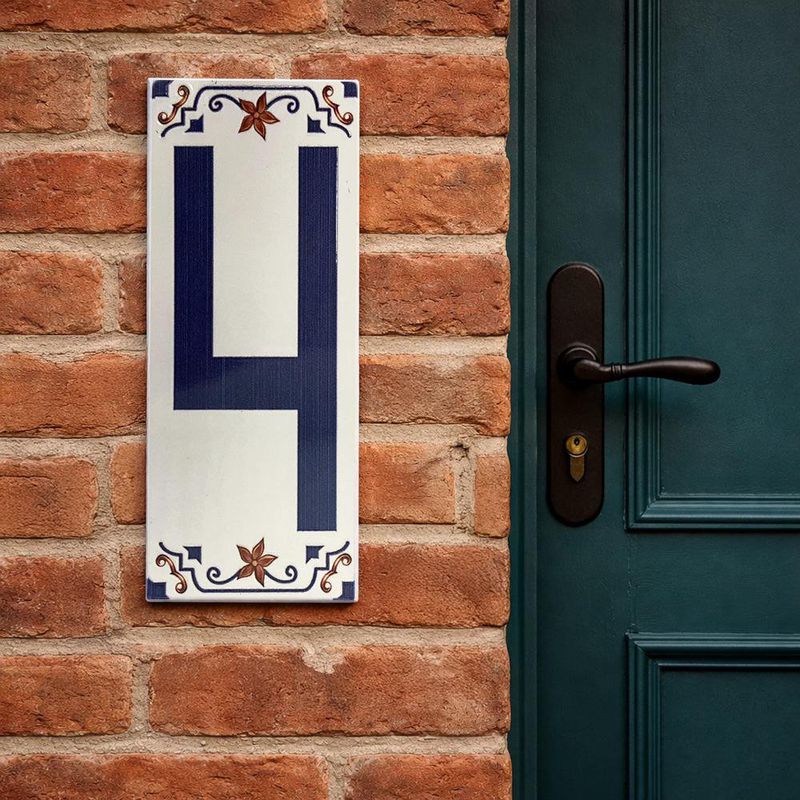 Muro Cerámico Decorativo Número 4 Color Azul de 7 x 18 cm