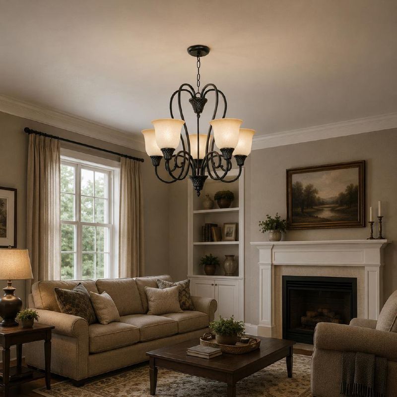 Lámpara de Techo Color Negra Estilo Clásico Decorativo de 5 Luces