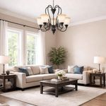 Lámpara de Techo Color Negra Estilo Clásico Decorativo de 5 Luces
