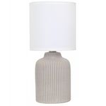 Lámpara de Mesa de Cerámica Color Gris con Pantalla Blanca