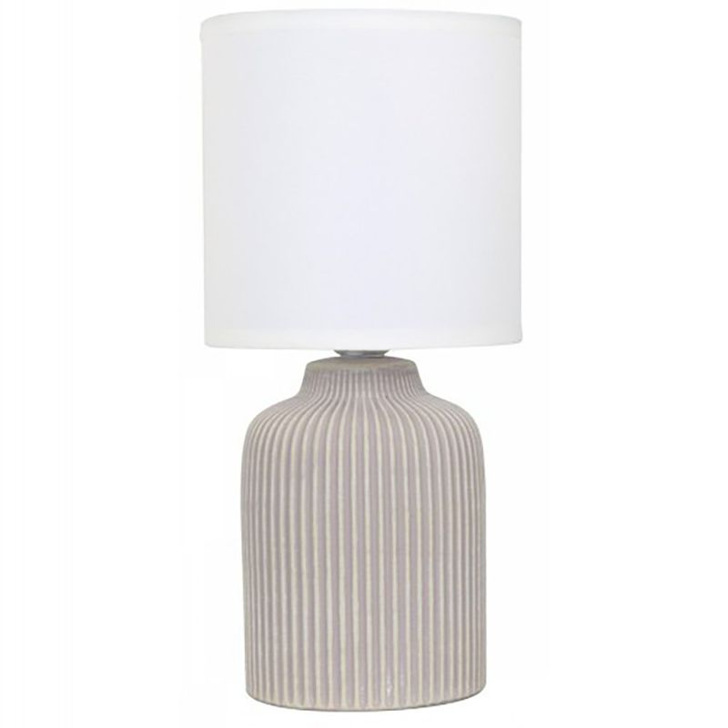 Lámpara de Mesa de Cerámica Color Gris con Pantalla Blanca