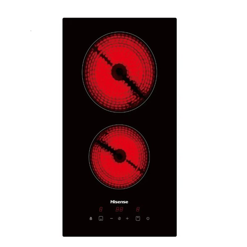 Cooktop Eléctrico Cerámico Hisense de 12 Plg con 2 Zonas de Cocción Touch Color Negro