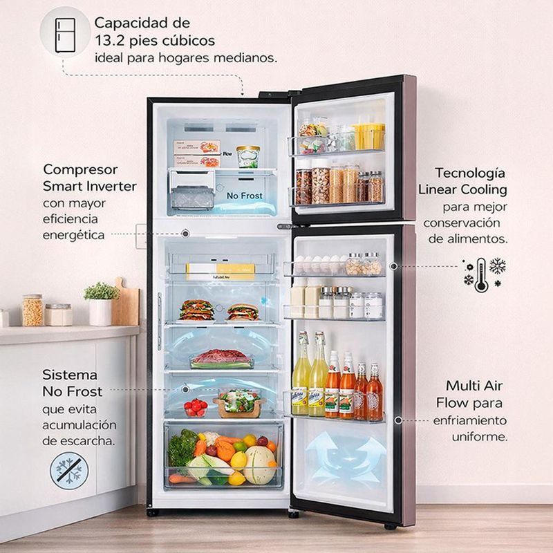 Refrigeradora Lg Top Freezer de 13.2 Pies Color Rosado