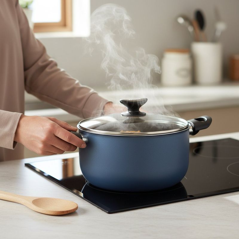 Olla Cinsa de 22 cm con Tapadera de Vidrio Para Cocinar Color Azul