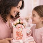 Set de Pocillo Cerámico de 20 oz con Flores Decorativas Regalo para Mamá