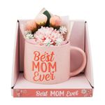 Set de Pocillo Cerámico de 20 oz con Flores Decorativas Regalo para Mamá
