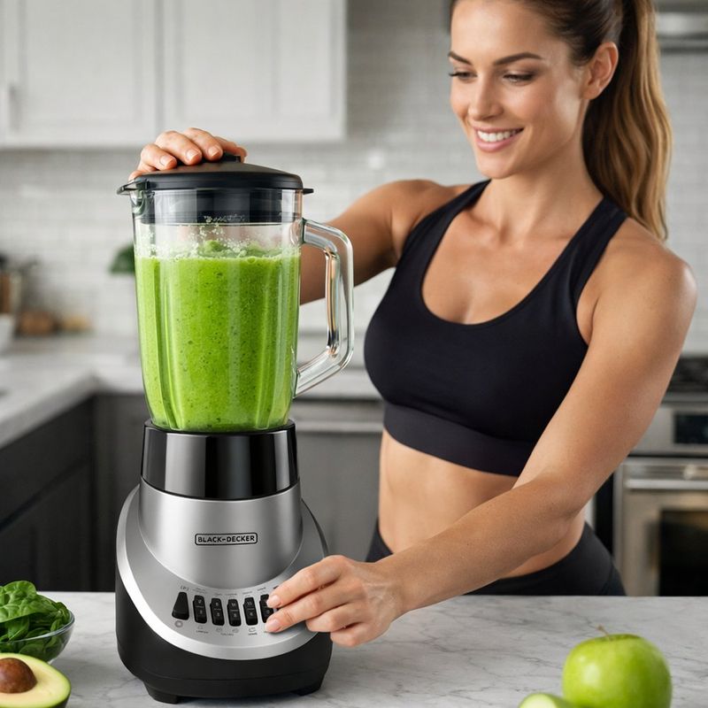 Licuadora Fusion Blade de 12 Velocidades Color Gris con Jarra de Vidrio