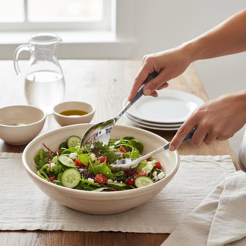 Set de 2 Servidores para Ensalada Feeling Color Gris en Acero Inoxidable