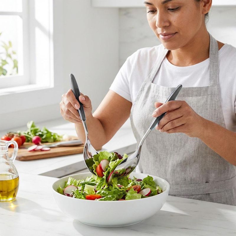 Set de 2 Servidores para Ensalada Feeling Color Gris en Acero Inoxidable