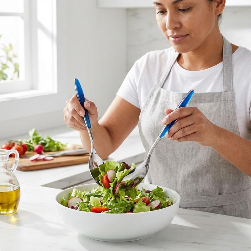 Set de 2 Servidores para Ensalada Feeling Color Azul en Acero Inoxidable