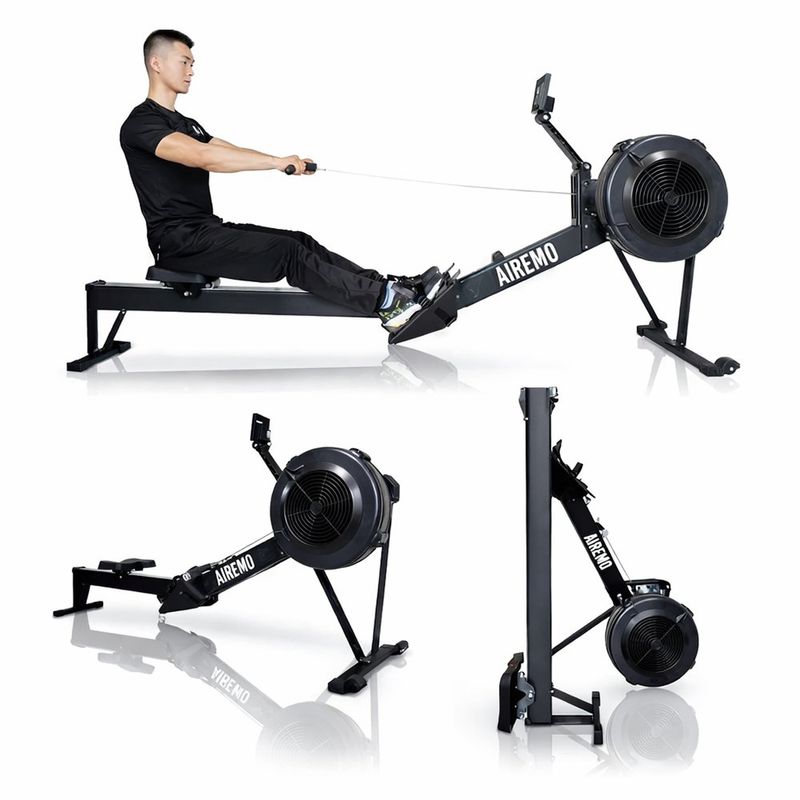 Máquina de Remo Industrial AireMo para Cardio con Resistencia de Aire y Monitor LCD
