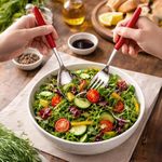 Set de 2 Cubiertos para Servir Feeling Color Rojo en Acero Inoxidable