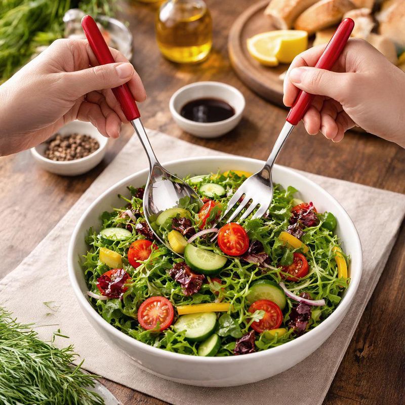 Set de 2 Cubiertos para Servir Feeling Color Rojo en Acero Inoxidable