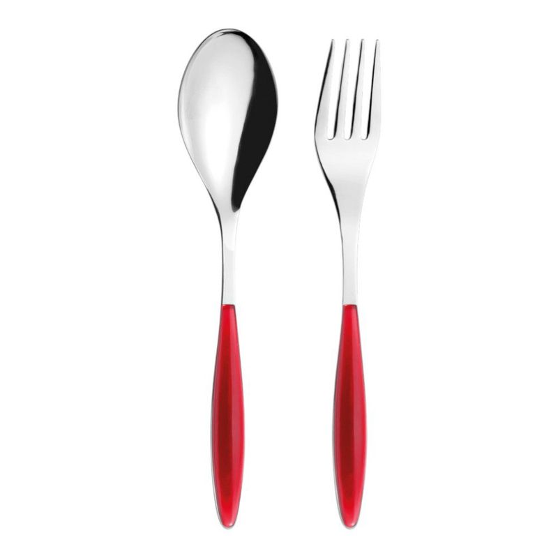 Set de 2 Cubiertos para Servir Feeling Color Rojo en Acero Inoxidable