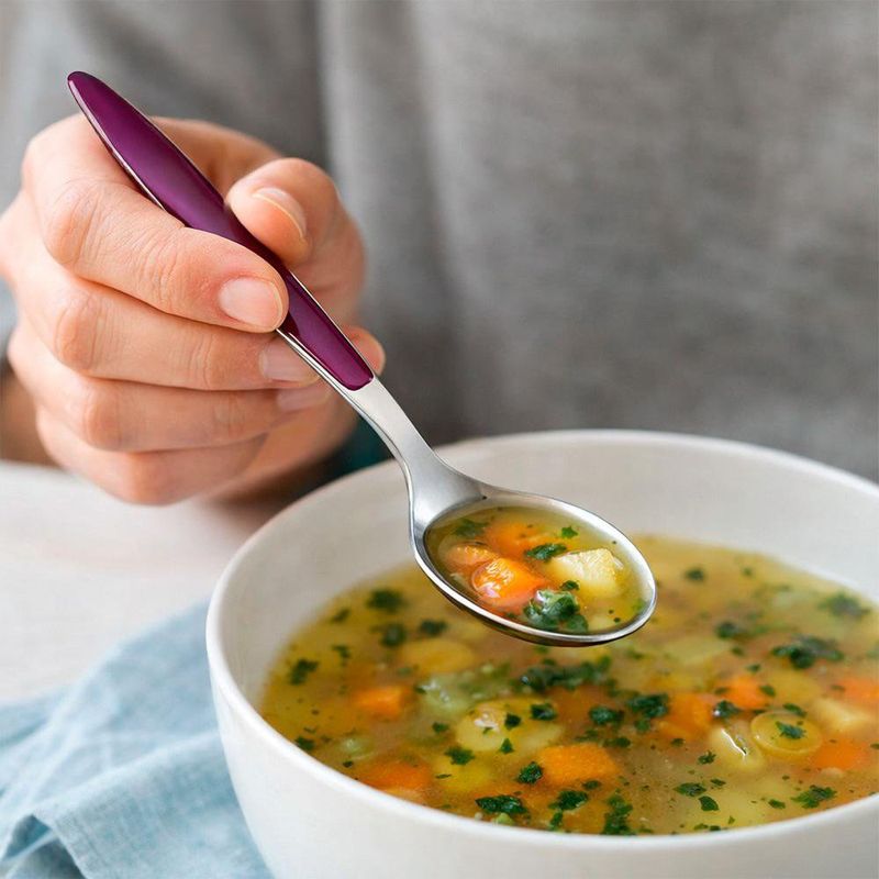 Cuchara para Mesa Feeling con Mango Color Morado y Acabado en Acero Inoxidable