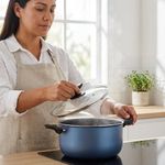 Olla Cinsa de 22 cm con Tapadera de Vidrio Para Cocinar Color Azul