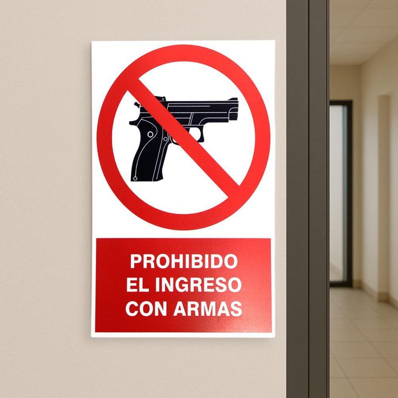 Rótulo de Prohibido el Ingreso de Armas 20 x 30 Cm