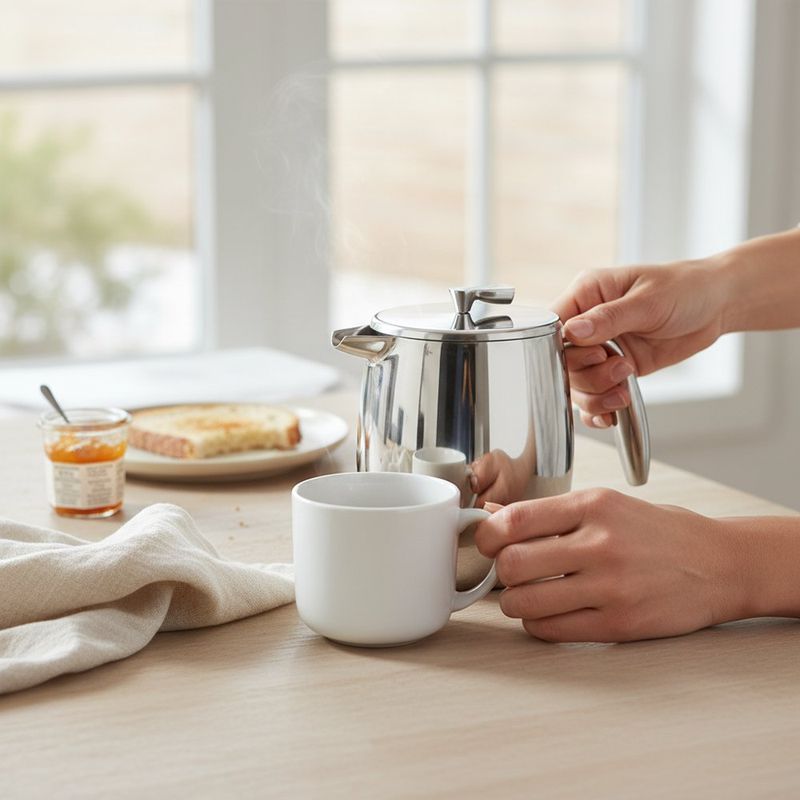Cafetera Tipo Prensa Francesa Columbia Acero Inoxidable Aislada