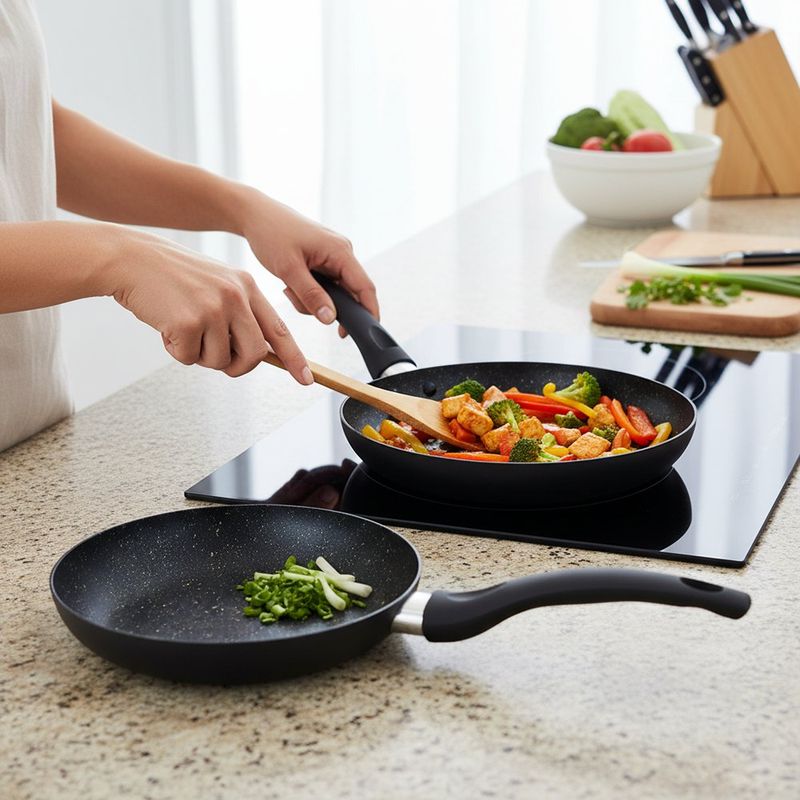 Set de 2 Sartenes de Aluminio Antiadherente Rock In Black 22 y 26 cm Color Negro