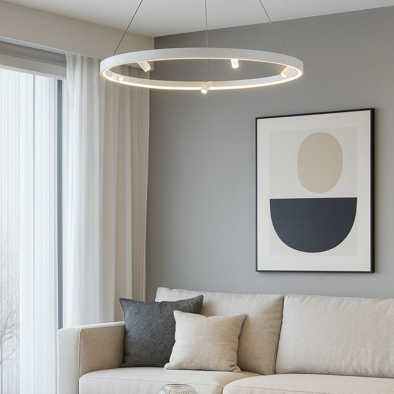 Lámpara Colgante y Spot Blanco Luz Cálida 42W