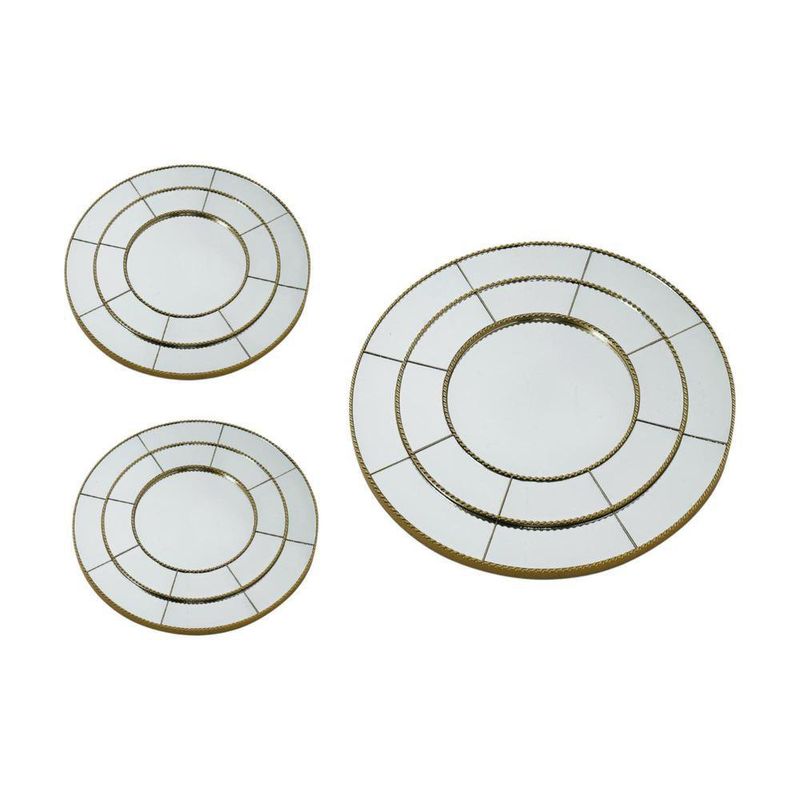 Juego de 3 Espejos Decorativos Circulares Dorados