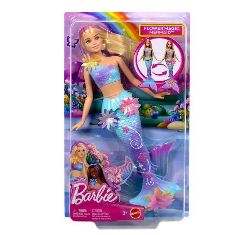 Muñeca Barbie Sirena Flores Mágicas