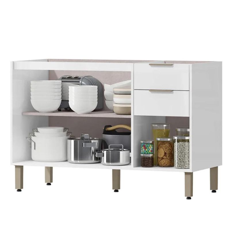 Gabinete de Cocina Base Gloria con 2 Puertas y 3 Gavetas Color Blanco de 120 Cm