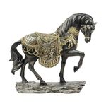 Figura Decorativa de Caballo Negro con Detalles Dorados
