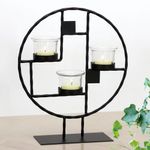 Candelero Negro Circular para 3 Velas