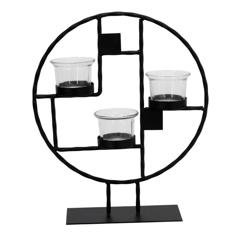 Candelero Negro Circular para 3 Velas