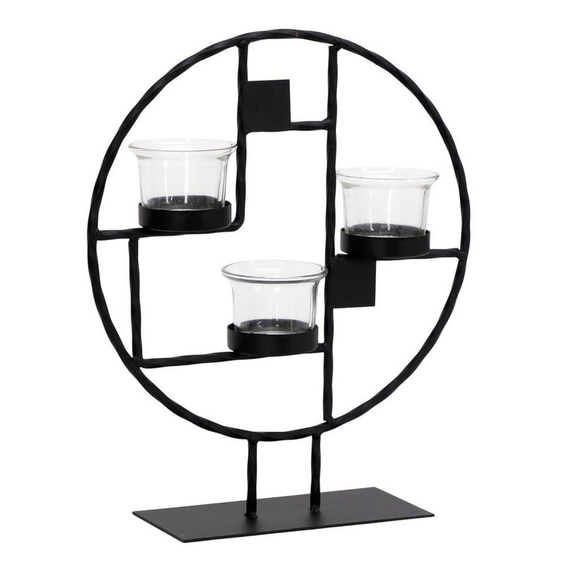 Candelero Negro Circular para 3 Velas