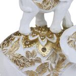 Figura Decorativa de Elefante Mamá e Hijo Color Blanco con Detalles Dorados 23 Cm