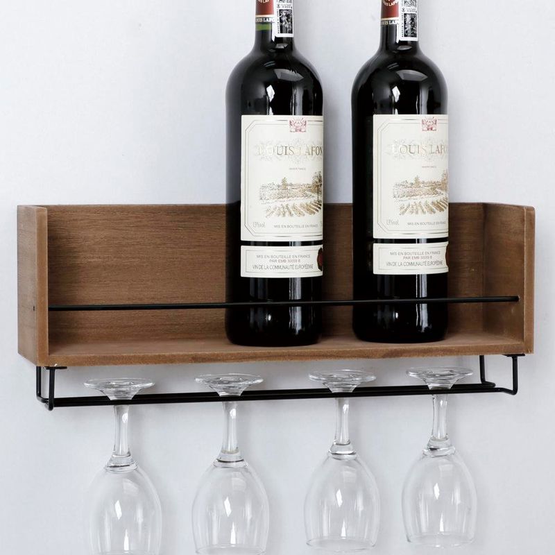 Repisa Porta Vinos y Copas Madera Oscura