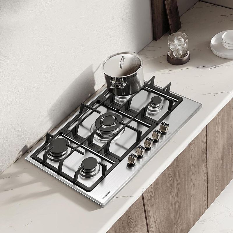 Cooktop a Gas Hisense HGH751SS01 30 plg 5 Quemadores en Acero Inoxidable