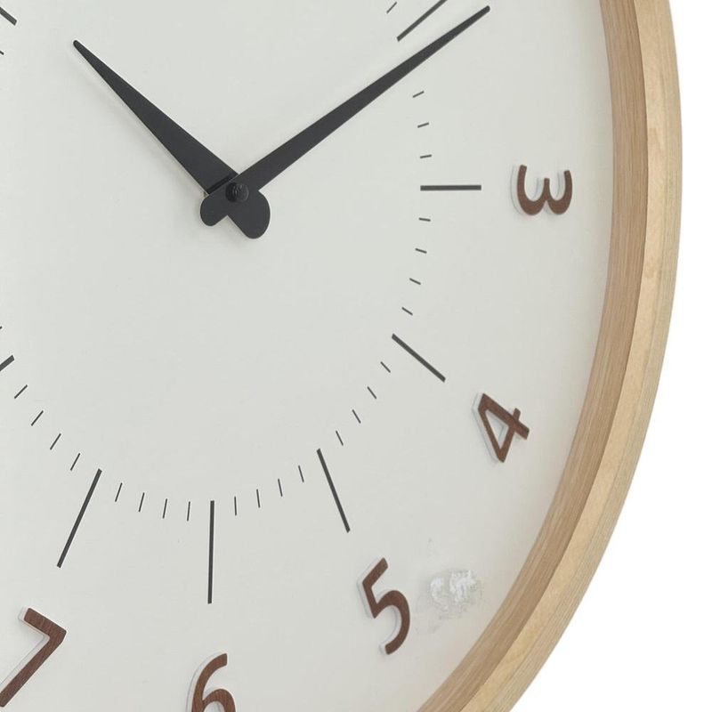 Reloj de Pared Moderno Elegante con Marco Madera y Fondo Blanco de 50 Cm