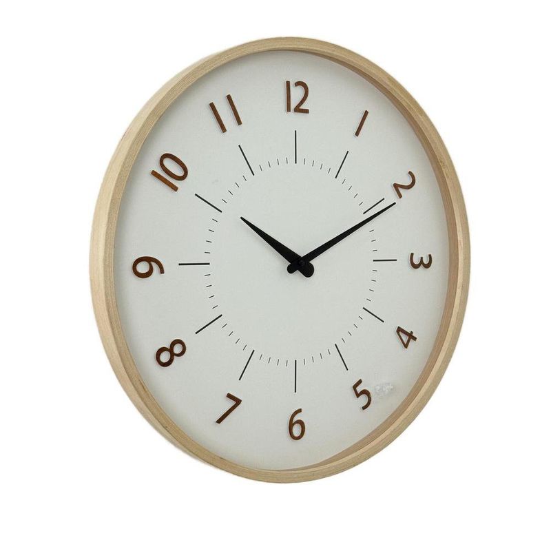 Reloj de Pared Moderno Elegante con Marco Madera y Fondo Blanco de 50 Cm