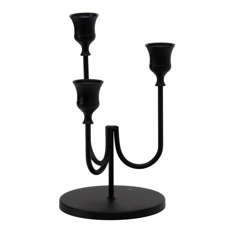 Candelero Negro para 3 Velas Taper