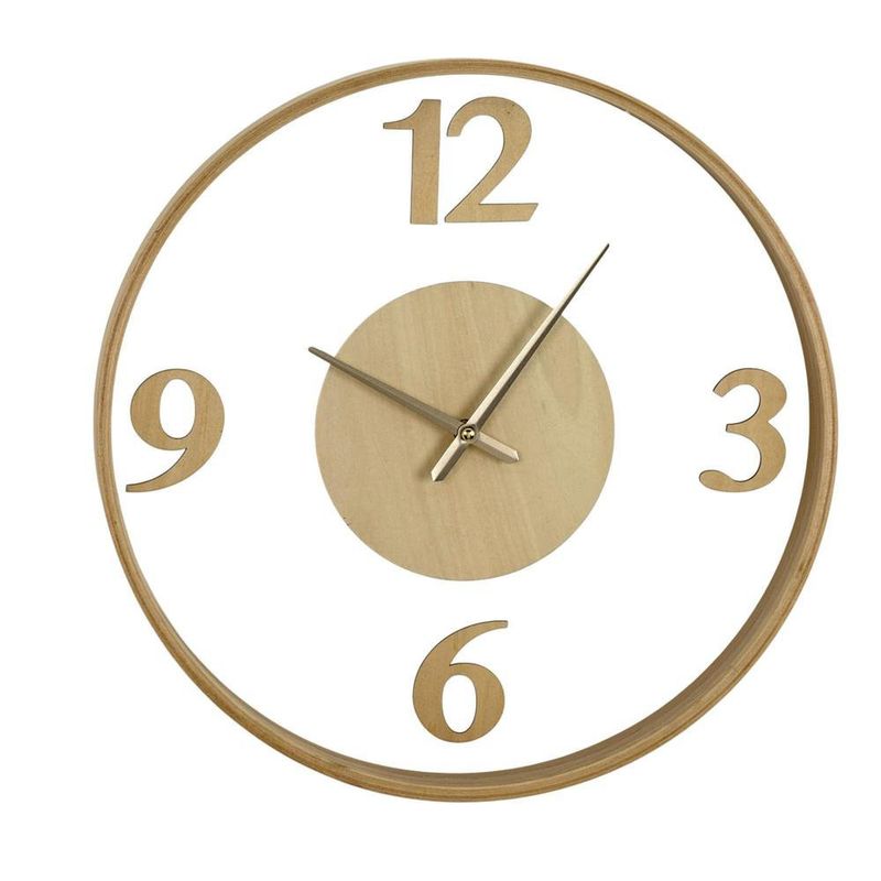 Reloj de Pared con Esfera de Cuartos Marco Madera de 40 Cm