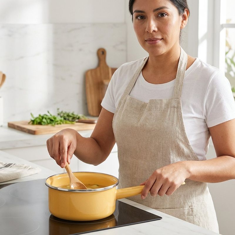 Cacerola Recta de Peltre Praktica Color Amarillo Mediterráneo de 1 Litro