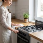 Estufa a Gas de Piso 20 plg con 4 Hornillas Color Negro