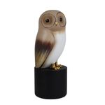 Figura Decorativa de Búho Color Café sobre Tronco 25 Cm