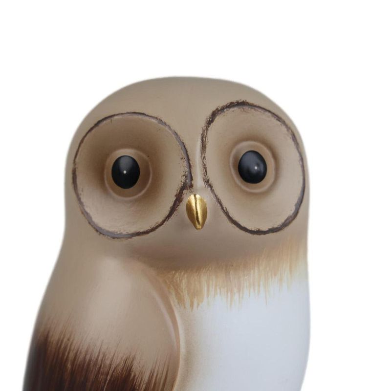 Figura Decorativa de Búho Color Café sobre Tronco 25 Cm